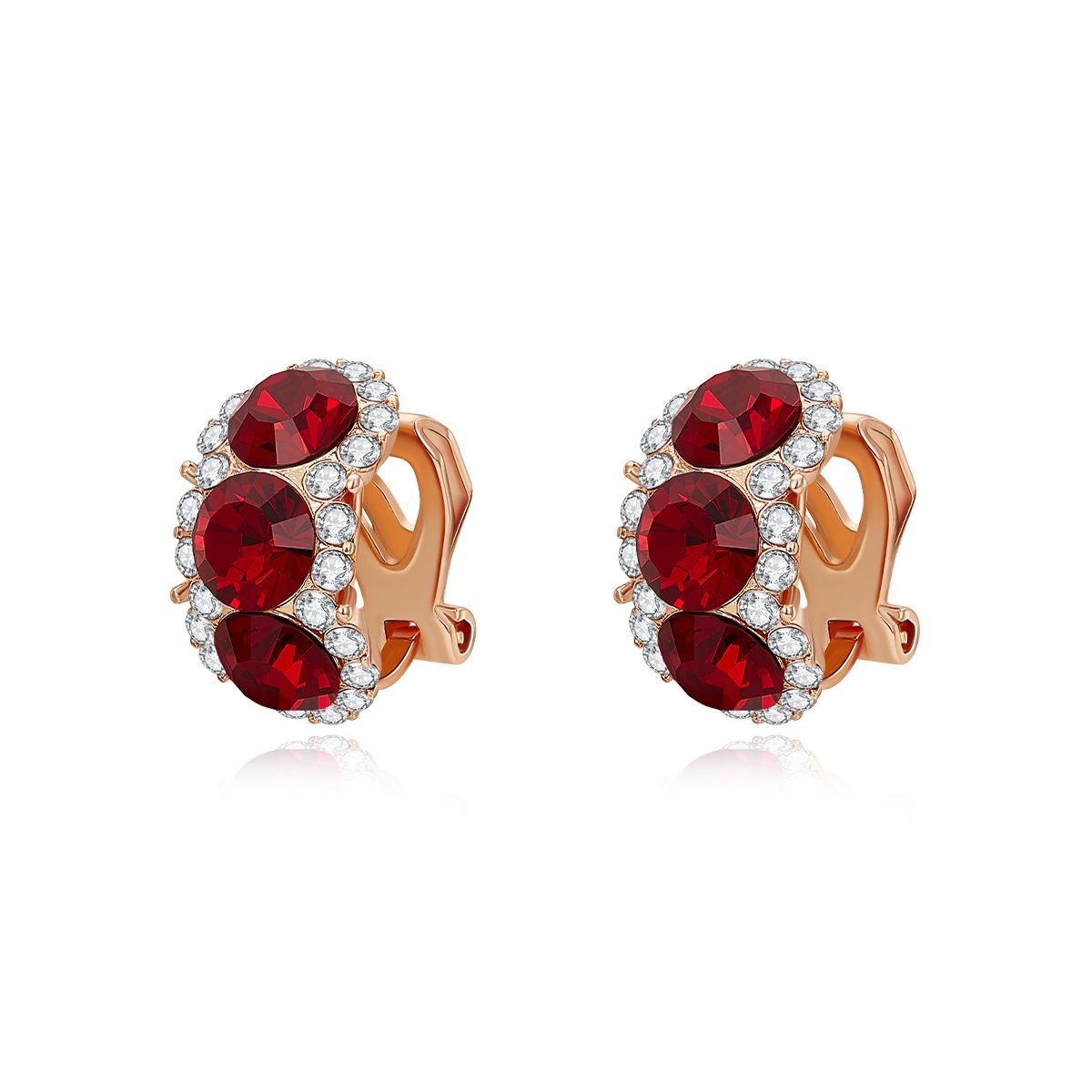 A01-03/Red gemstone stud earrings