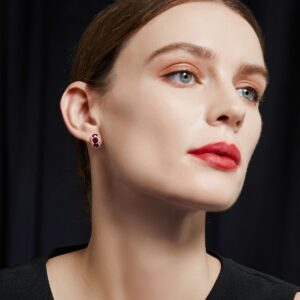 Red gemstone stud earrings