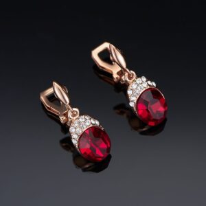 A01-05/Red gemstone pendant earrings