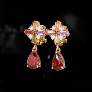 A01-06/Red gemstone stud earrings