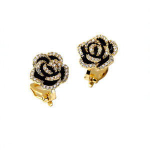 A01-02/Camellia-style clip-on earrings