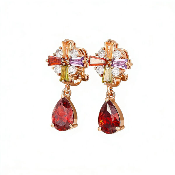 A01-06/Red gemstone stud earrings