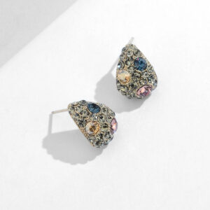 A01-04/Multi-colored gemstone inlaid stud earrings