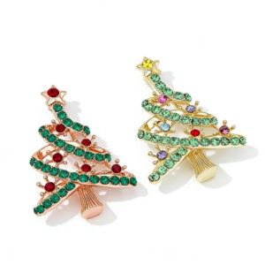 A04-20/Colorful diamond - inlaid Christmas tree brooches