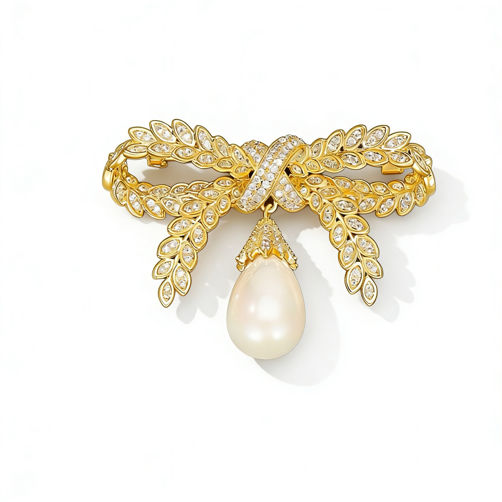 A04-21/Exquisite Bow - Wheat Ear Pearl Brooch - Image 1