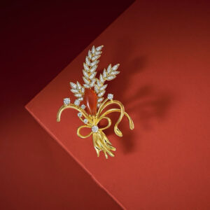 A04-14/Diamond - Studded Wheat Sheaf Brooch