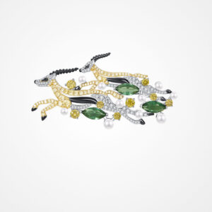 A04-06/diamond - pavé two - deer brooch