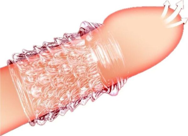 D02-09/Transparent silicone scale-patterned penis enhancement sleeve