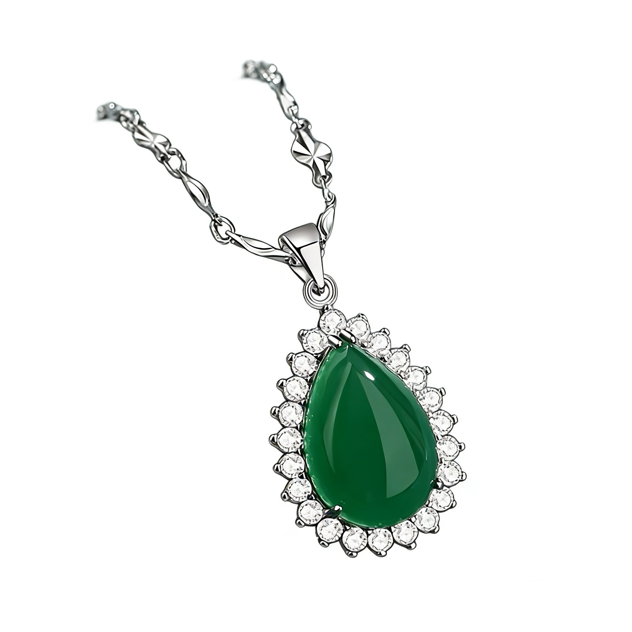 A03-08/Emerald Teardrop – Radiant Elegance Necklace/$39 - Image 1