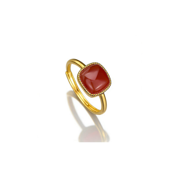 A02-13/Golden - set Square Carnelian Ring