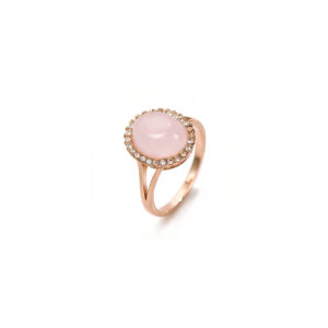 A02-07/Moonstone - Diamond Rose Gold Ring