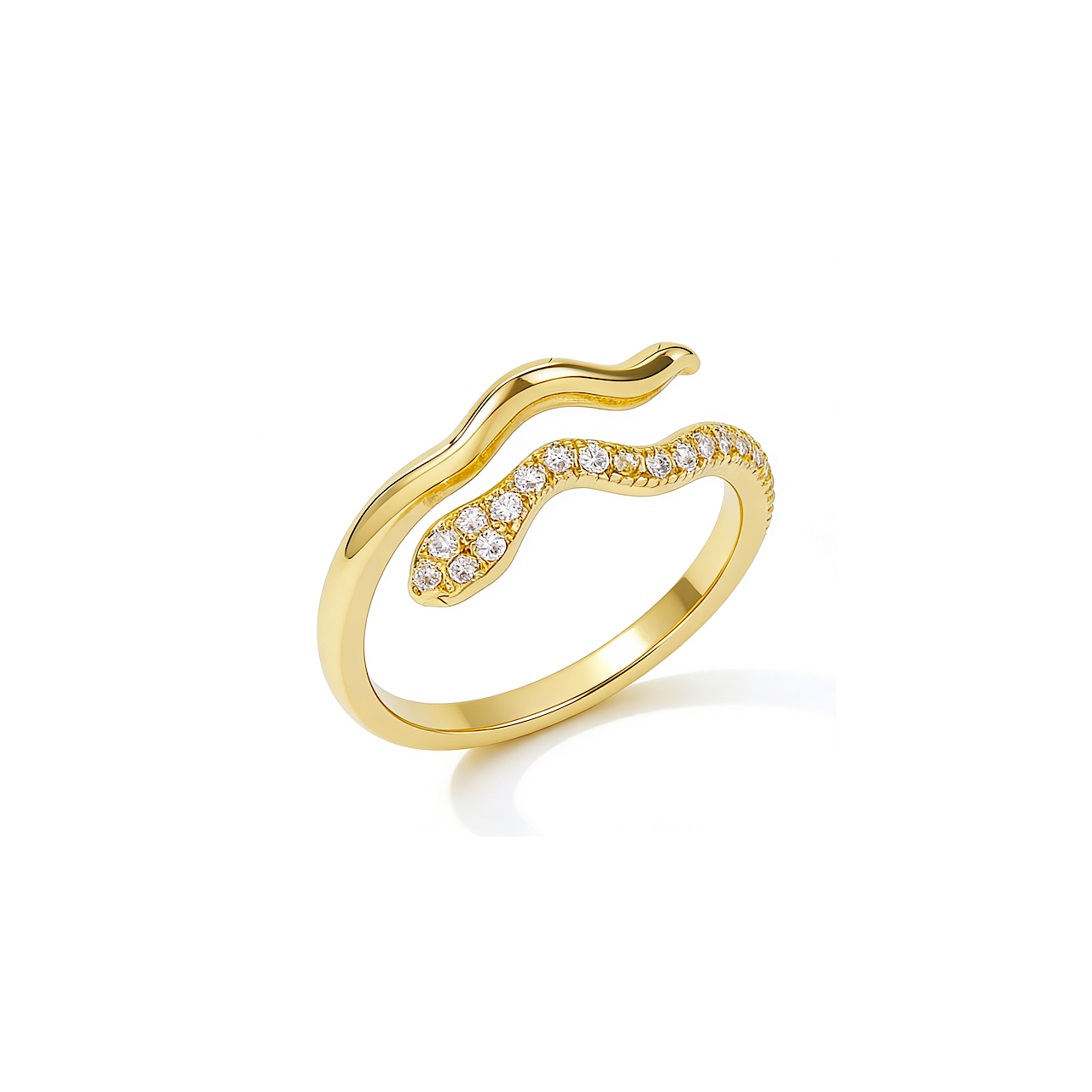 A02-06/Diamond - Embellished Snake - Shaped Gold - Wrapped Silver Ring - Image 1