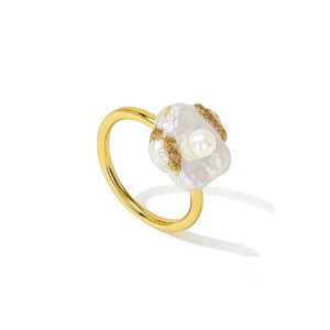 A02-08/Floral Pearl - Embellished Gold Ring