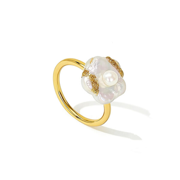A02-08/Floral Pearl - Embellished Gold Ring
