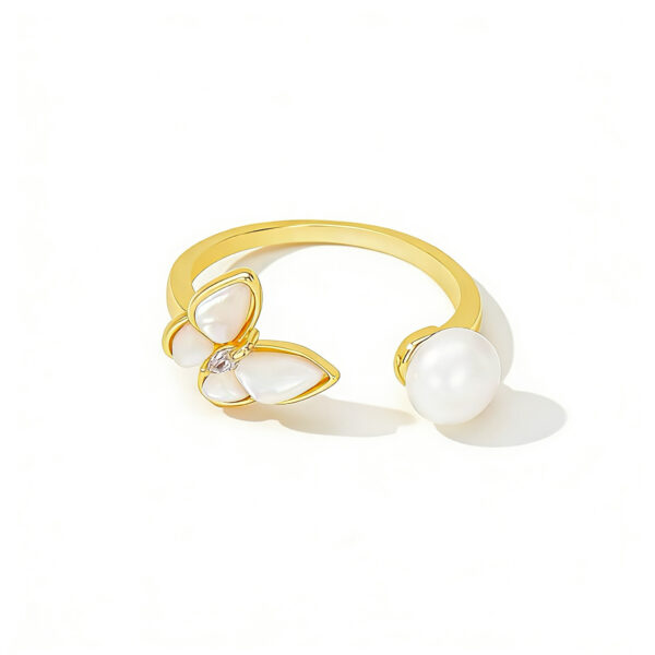 A02-12/Pearl - Butterfly Gold Open Ring