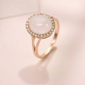 A02-07/Moonstone - Diamond Rose Gold Ring