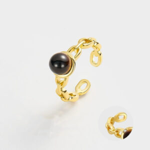 A02-09/Tiger's Eye Chain - Link Gold Ring