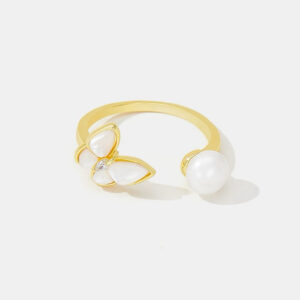 A02-12/Pearl - Butterfly Gold Open Ring