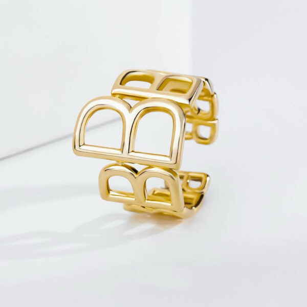 1.2ring<$3series04Double - Layer Gold - Plated Geometric Ring
