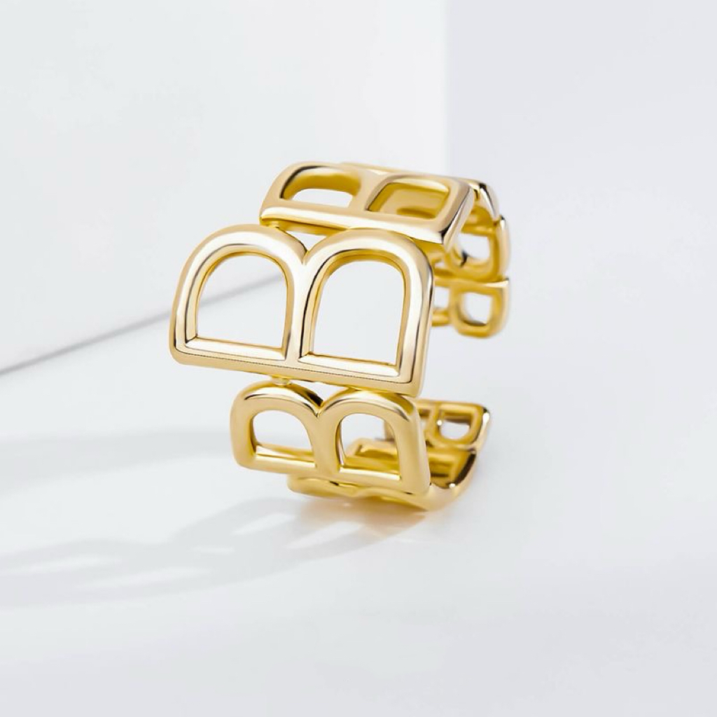 1.2ring<$3series04Double - Layer Gold - Plated Geometric Ring