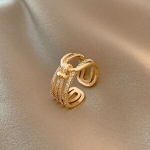 1.2ring<$3series07Golden Knot - Style Ring with Shimmering Detailing