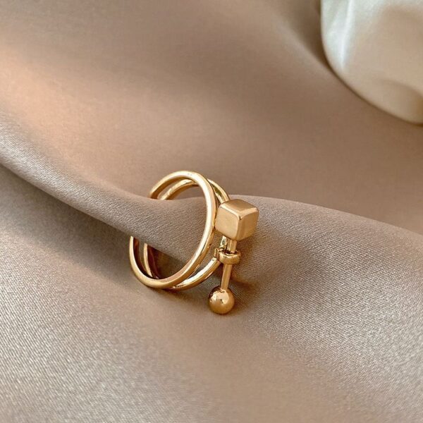 1.2ring<$3series15Minimalist Geometric Gold Ring - Double - Banded Open Design Fashion Jewelry
