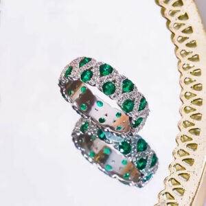 1.2ring<$3series25Luxury Emerald - Encrusted Band Ring with Diamond Accents