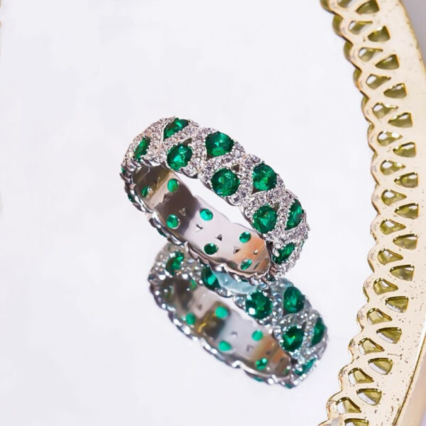 1.2ring<$3series25Luxury Emerald - Encrusted Band Ring with Diamond Accents
