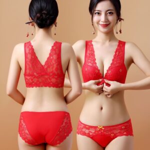 B01-01/French Lace Back - beautiful Bra Set: Sexy Deep - V Gathered Bra and Panty Combination - Image 4