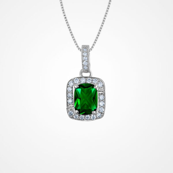 A03-04/Green Gemstone Diamond Pendant Necklace/$49