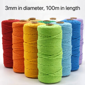 C02-01/3mm Diameter Cotton Cord - 100m Length for Crafts & DIY Projects