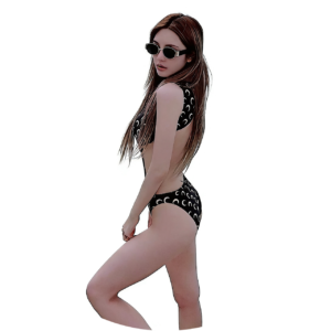 B03-05/Women's Sexy One - Piece Swimsuit: Waist - Baring, Crescent - Patterned, Celebrity - Style Luxury Niche Bikini