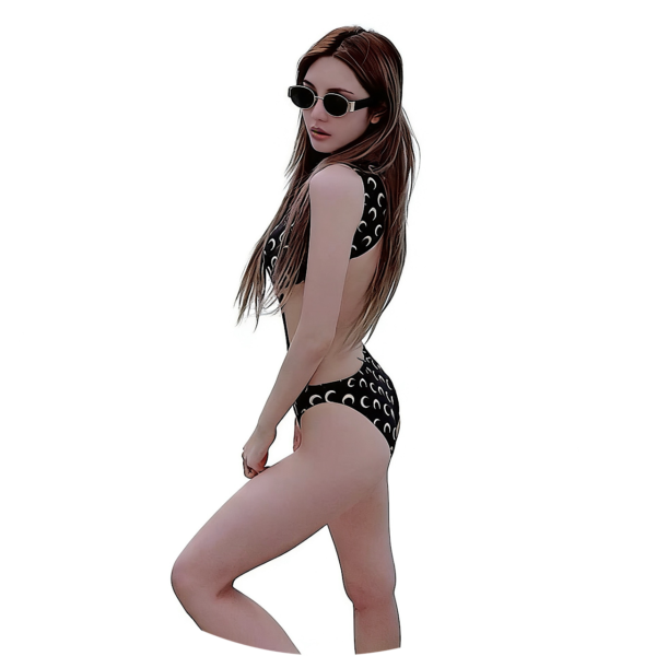 B03-05/Women's Sexy One - Piece Swimsuit: Waist - Baring, Crescent - Patterned, Celebrity - Style Luxury Niche Bikini