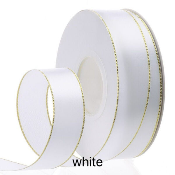 C03-02/2.5cm Wide Gold-Edged Satin Ribbon (25yd per Roll)