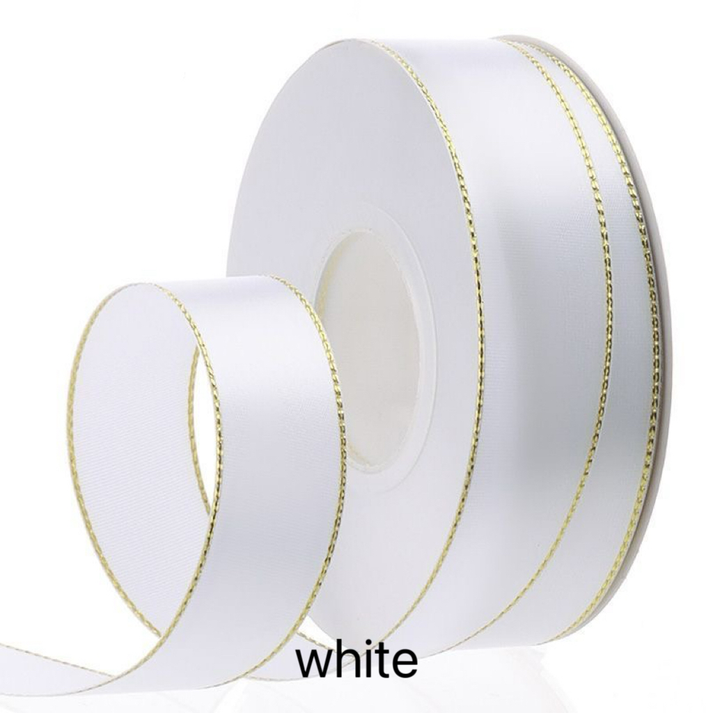 C03-02/2.5cm Wide Gold-Edged Satin Ribbon (25yd per Roll) - Image 8