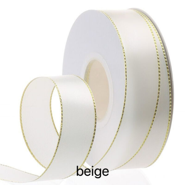 C03-02/2.5cm Wide Gold-Edged Satin Ribbon (25yd per Roll)