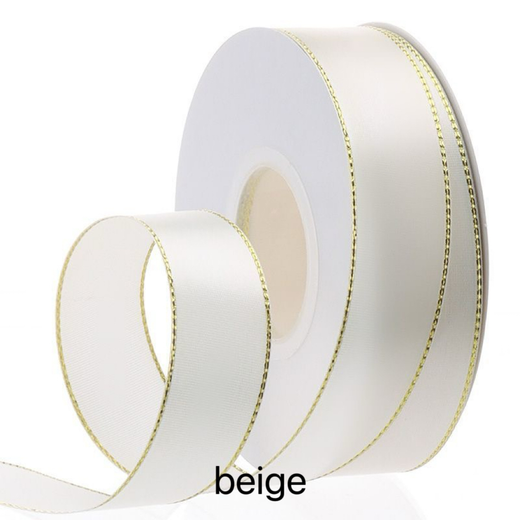 C03-02/2.5cm Wide Gold-Edged Satin Ribbon (25yd per Roll) - Image 2