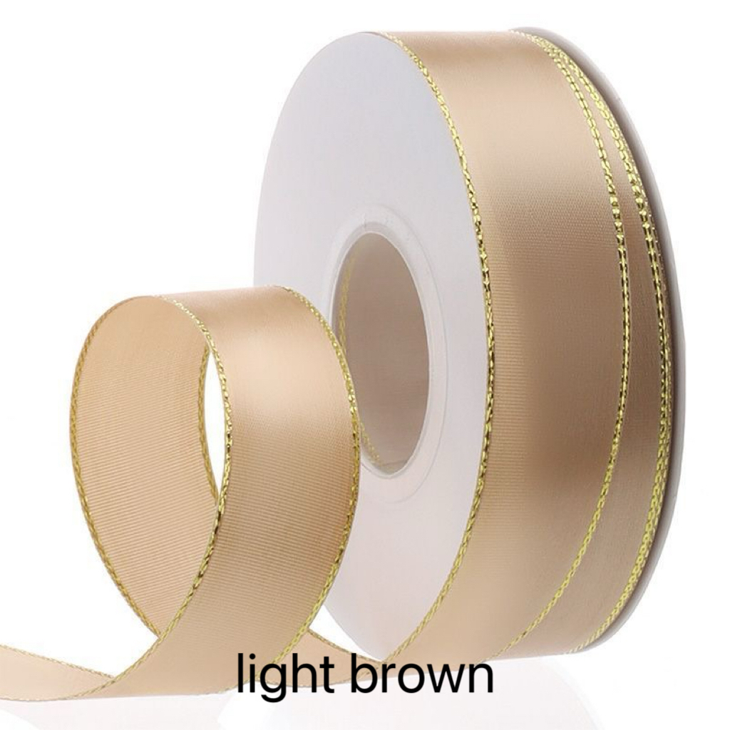 C03-02/2.5cm Wide Gold-Edged Satin Ribbon (25yd per Roll) - Image 4