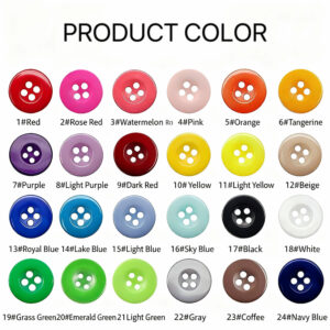 C06-01/Colorful Resin Garment Buttons (10pcs/Pack), 24 Colors, Sizes 9mm - 30mm