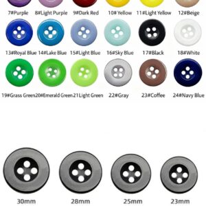 C06-01/Colorful Resin Garment Buttons (10pcs/Pack), 24 Colors, Sizes 9mm - 30mm - Image 2