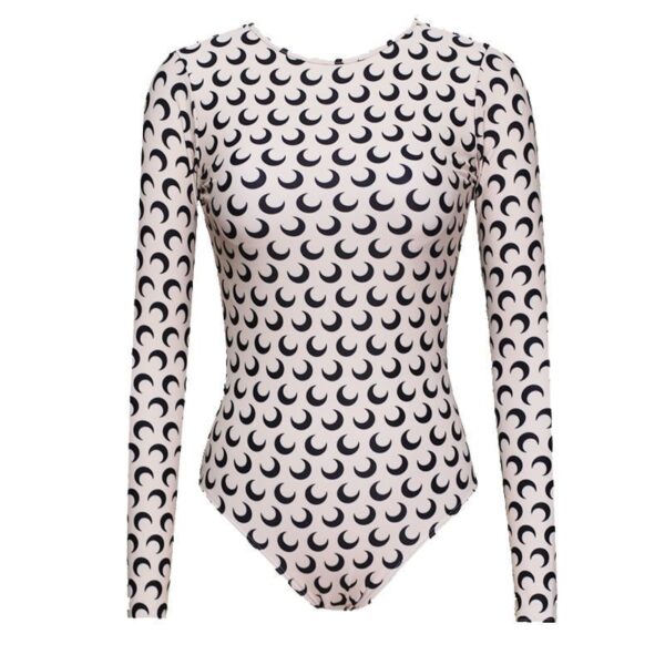 B03-01/Sexy Backless Long – Sleeve One – Piece Swimsuit with Moon Print