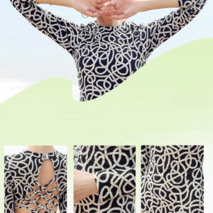 B03-02/Women's Long - Sleeve One - Piece Swimsuit: Sexy Open - Back, Conservative Style for Small Bust, Trendy Surfing Swimwear - Image 4