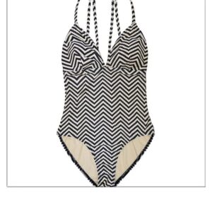 B03-06/Women's Sexy Open - Back One - Piece Swimsuit with Chevron Stripes, Padded, Wire - Free for Beach & Spa - Image 2