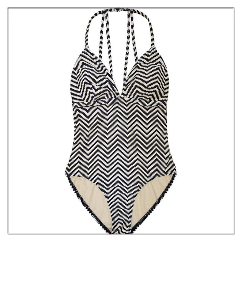 B03-06/Women's Sexy Open - Back One - Piece Swimsuit with Chevron Stripes, Padded, Wire - Free for Beach & Spa - Image 2