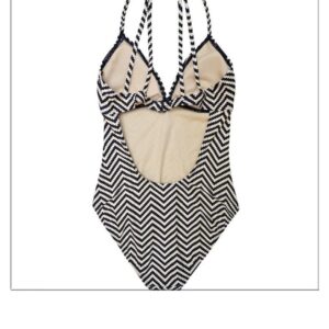 B03-06/Women's Sexy Open - Back One - Piece Swimsuit with Chevron Stripes, Padded, Wire - Free for Beach & Spa - Image 3