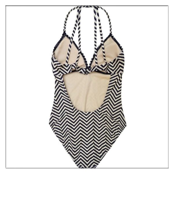 B03-06/Women's Sexy Open - Back One - Piece Swimsuit with Chevron Stripes, Padded, Wire - Free for Beach & Spa