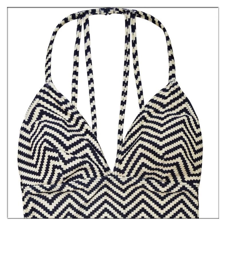 B03-06/Women's Sexy Open - Back One - Piece Swimsuit with Chevron Stripes, Padded, Wire - Free for Beach & Spa - Image 4