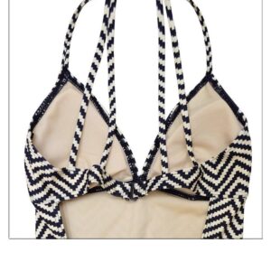 B03-06/Women's Sexy Open - Back One - Piece Swimsuit with Chevron Stripes, Padded, Wire - Free for Beach & Spa - Image 5