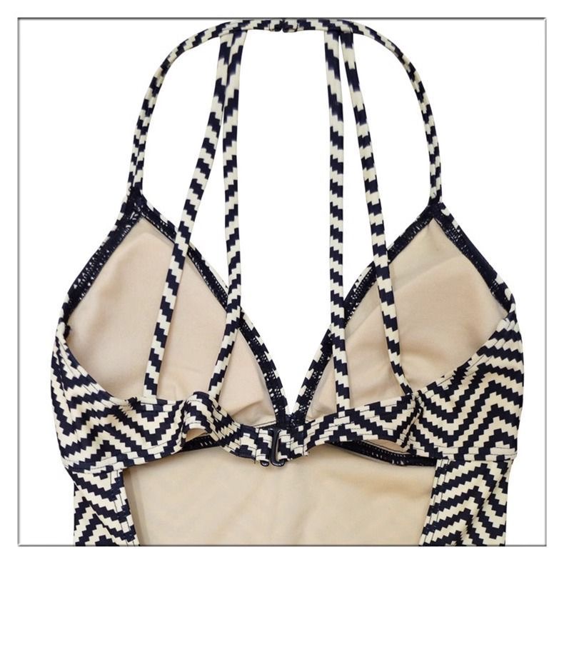 B03-06/Women's Sexy Open - Back One - Piece Swimsuit with Chevron Stripes, Padded, Wire - Free for Beach & Spa - Image 5