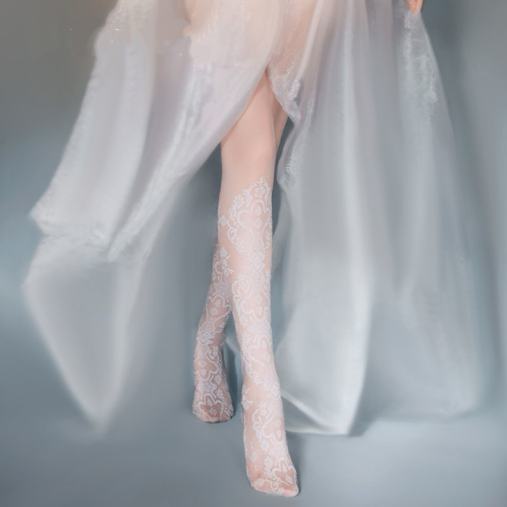 B02.3-03/Elegant Hollow Out Floral Lace Sheer Stockings for Women, Sexy Pattern Fashion Fairy Pantyhose, Thin & Stylish Tights